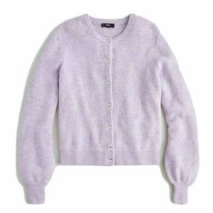J. Crew Ribbed cardigan sweater jeweled buttons in Supersoft yarn Size Small